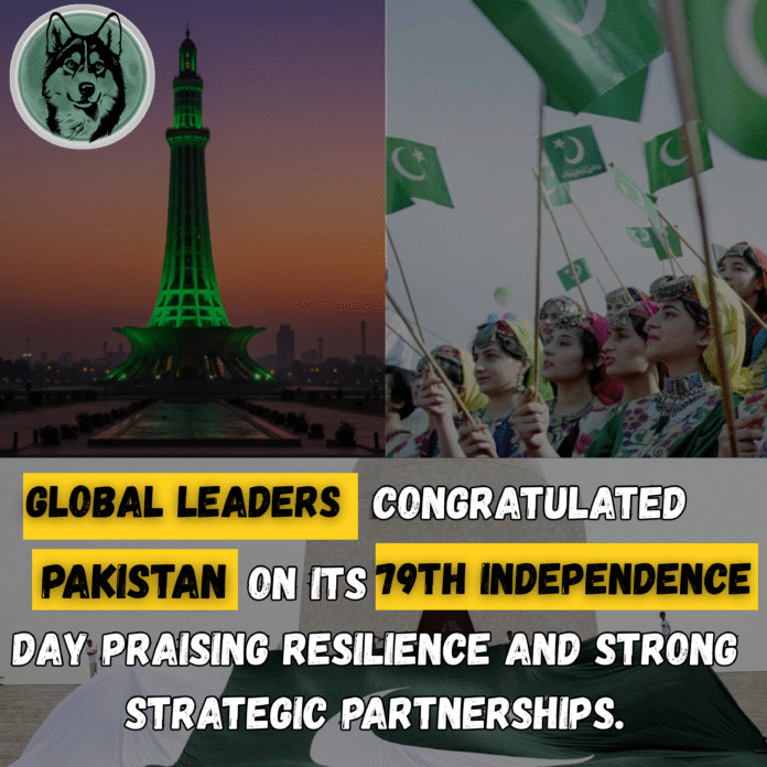 Global leaders and nations congratulated Pakistan on its 79th Independence Day, hailing its resilience, progress, and enduring diplomatic and strategic partnerships.