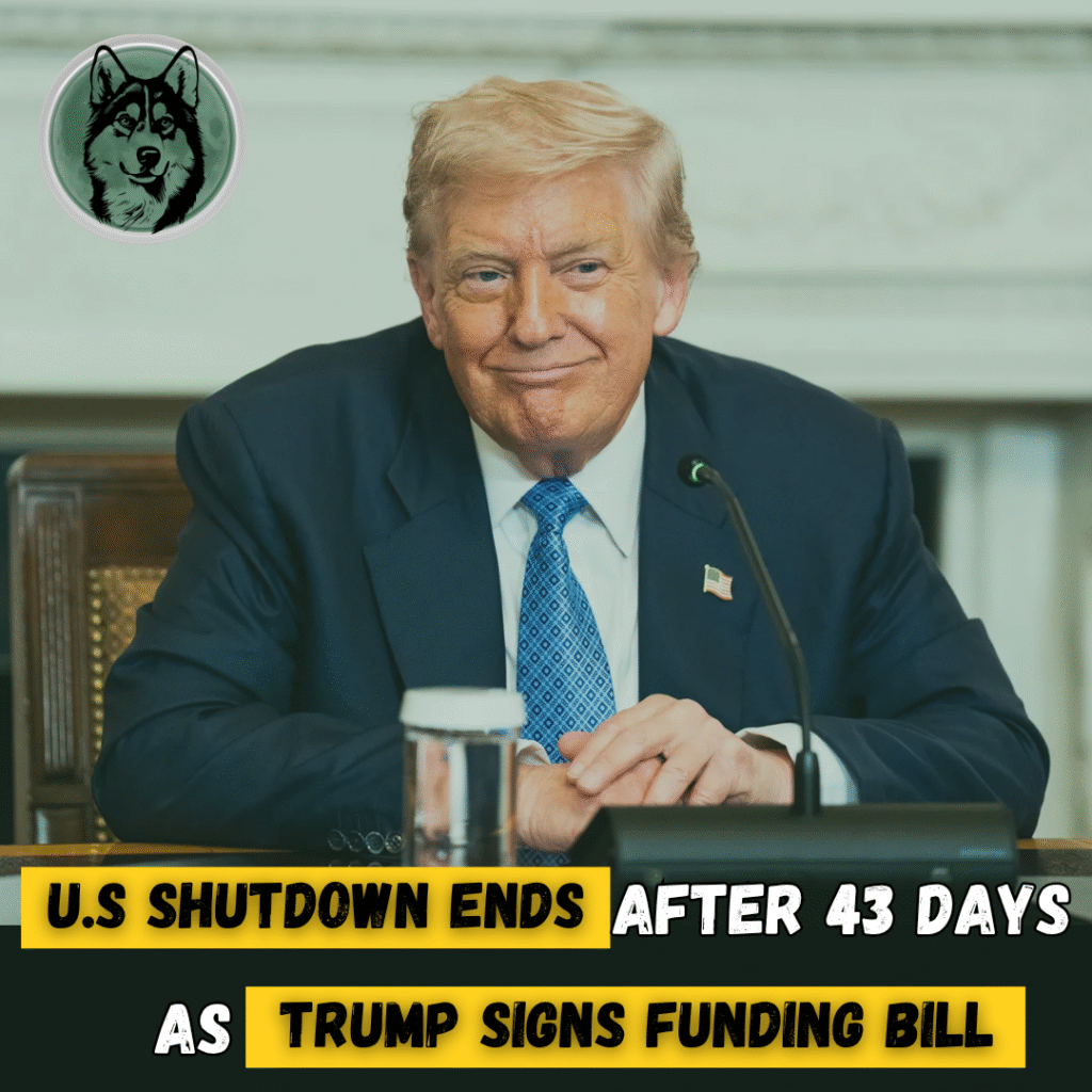U.S. Shutdown Ends After 43 Days as Trump Signs Funding Bill