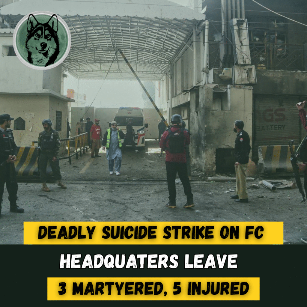 Deadly Suicide Strike on FC Headquarters Leaves Three Martyred, Five Injured