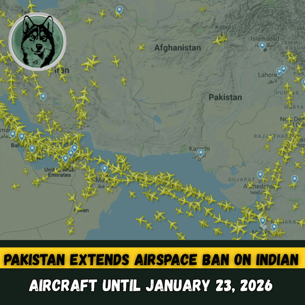 Pakistan Extends Airspace Ban on Indian Aircraft Until January 23, 2026