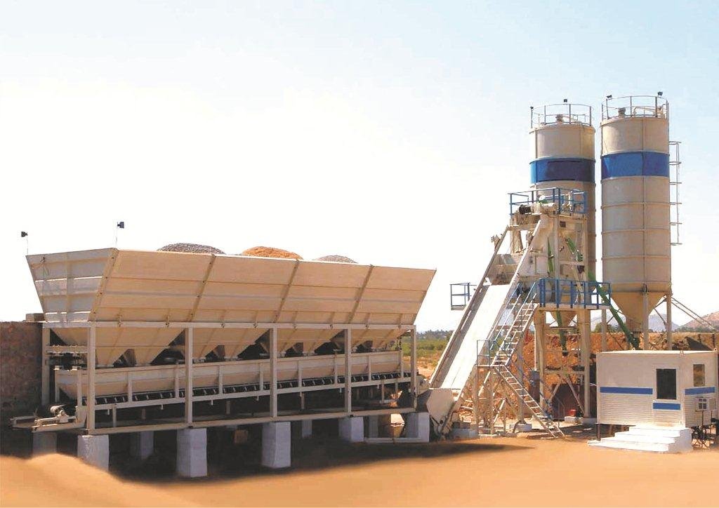 Concrete batching plant on a construction site